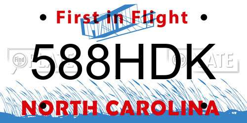 588HDK North Carolina License Plate