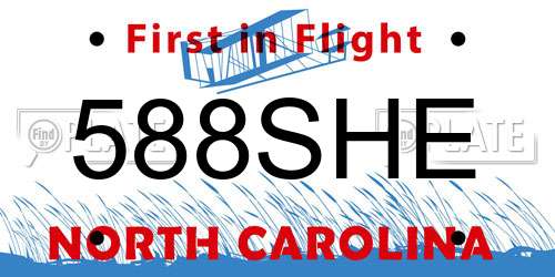 588SHE North Carolina License Plate