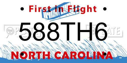 588TH6 North Carolina License Plate