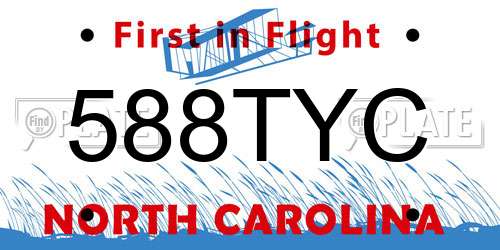 588TYC North Carolina License Plate