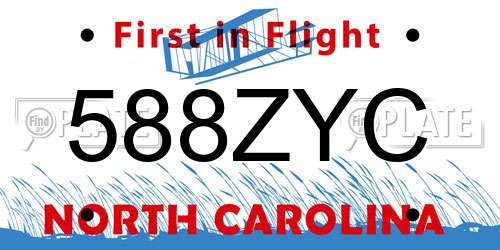 588ZYC North Carolina License Plate