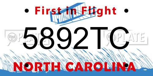 5892TC North Carolina License Plate