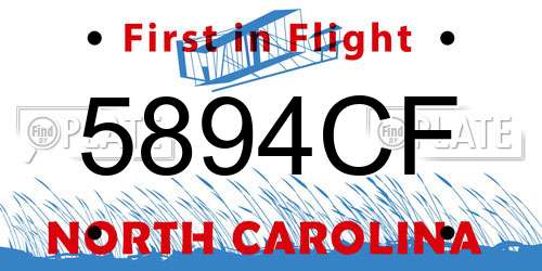 5894CF North Carolina License Plate