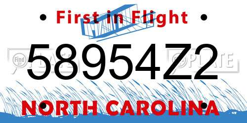 58954Z2 North Carolina License Plate