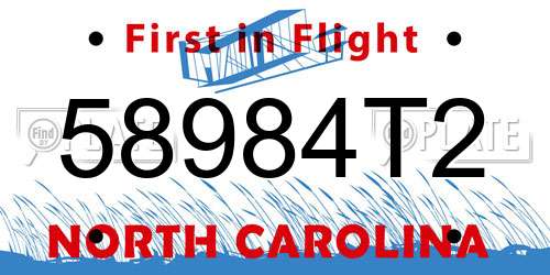58984T2 North Carolina License Plate