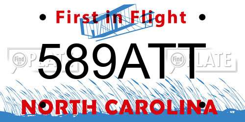 589ATT North Carolina License Plate