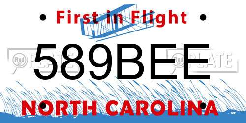 589BEE North Carolina License Plate