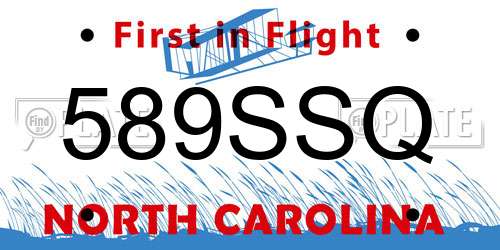 589SSQ North Carolina License Plate