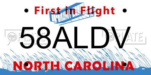 58ALDV North Carolina License Plate