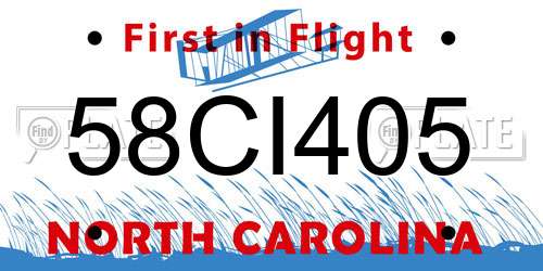 58CI405 North Carolina License Plate