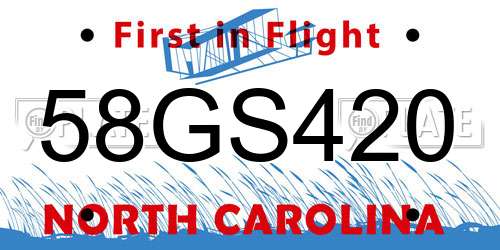 58GS420 North Carolina License Plate