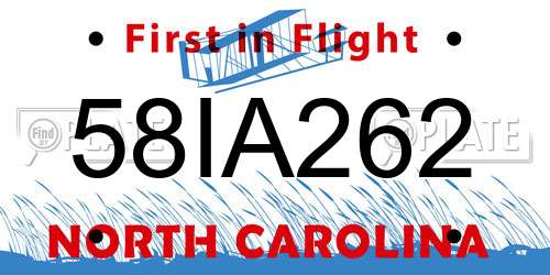 58IA262 North Carolina License Plate