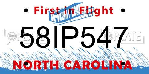 58IP547 North Carolina License Plate