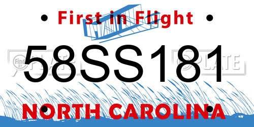 58SS181 North Carolina License Plate