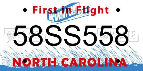 58SS558 North Carolina License Plate