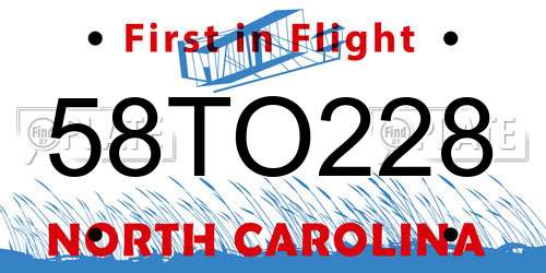58TO228 North Carolina License Plate