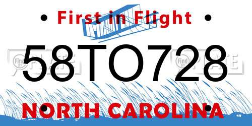 58TO728 North Carolina License Plate