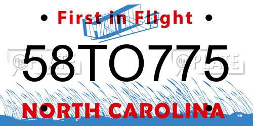58TO775 North Carolina License Plate