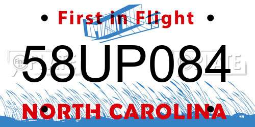 58UP084 North Carolina License Plate