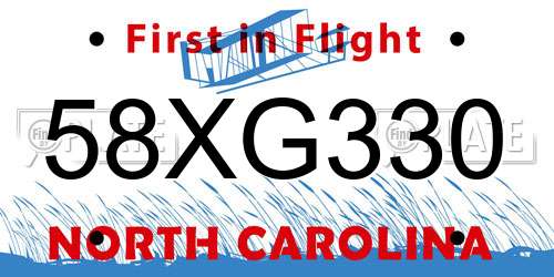 58XG330 North Carolina License Plate