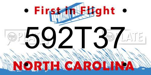 592T37 North Carolina License Plate