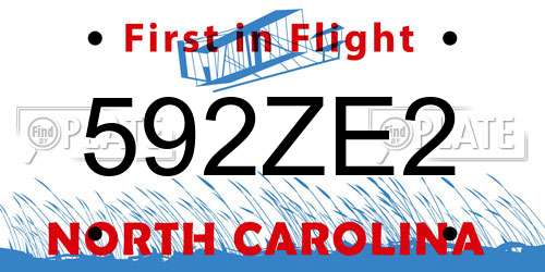 592ZE2 North Carolina License Plate