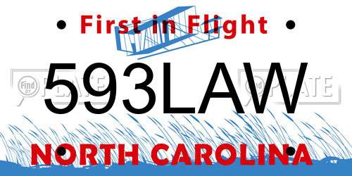 593LAW North Carolina License Plate