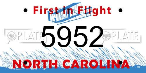 5952 North Carolina License Plate
