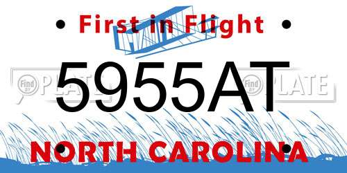 5955AT North Carolina License Plate