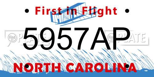 5957AP North Carolina License Plate