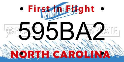 595BA2 North Carolina License Plate
