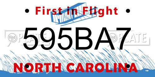 595BA7 North Carolina License Plate