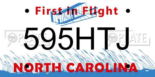 595HTJ North Carolina License Plate