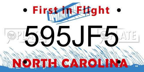 595JF5 North Carolina License Plate