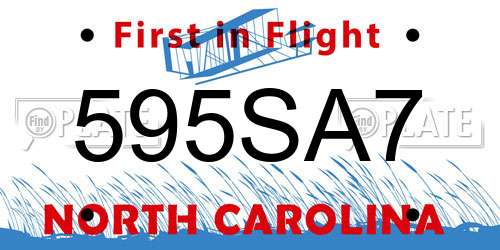 595SA7 North Carolina License Plate