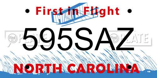 595SAZ North Carolina License Plate