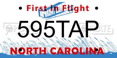 595TAP North Carolina License Plate