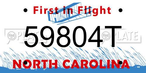 59804T North Carolina License Plate