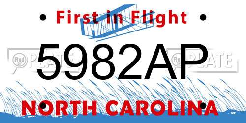 5982AP North Carolina License Plate
