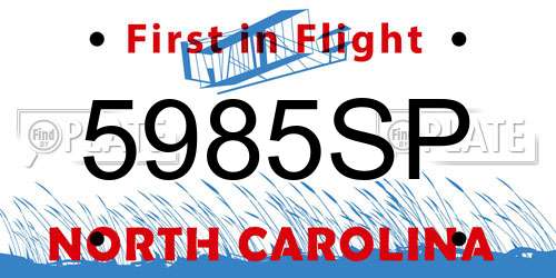 5985SP North Carolina License Plate