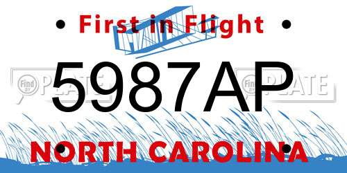 5987AP North Carolina License Plate