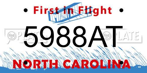5988AT North Carolina License Plate