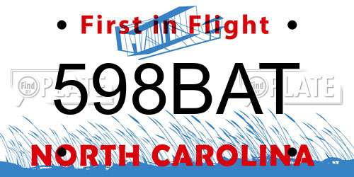 598BAT North Carolina License Plate