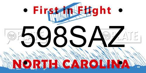 598SAZ North Carolina License Plate