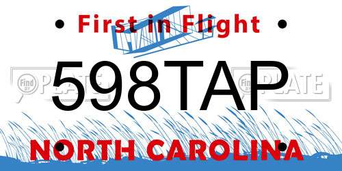 598TAP North Carolina License Plate