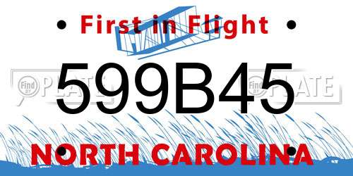 599B45 North Carolina License Plate