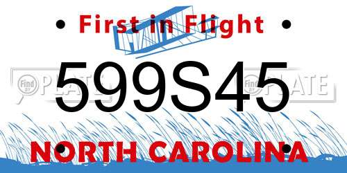 599S45 North Carolina License Plate