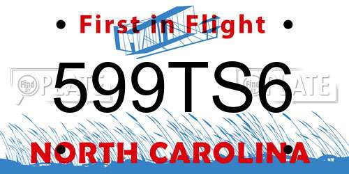 599TS6 North Carolina License Plate