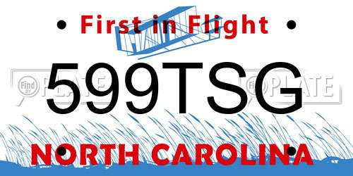 599TSG North Carolina License Plate