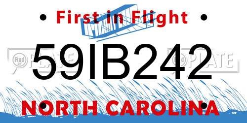 59IB242 North Carolina License Plate